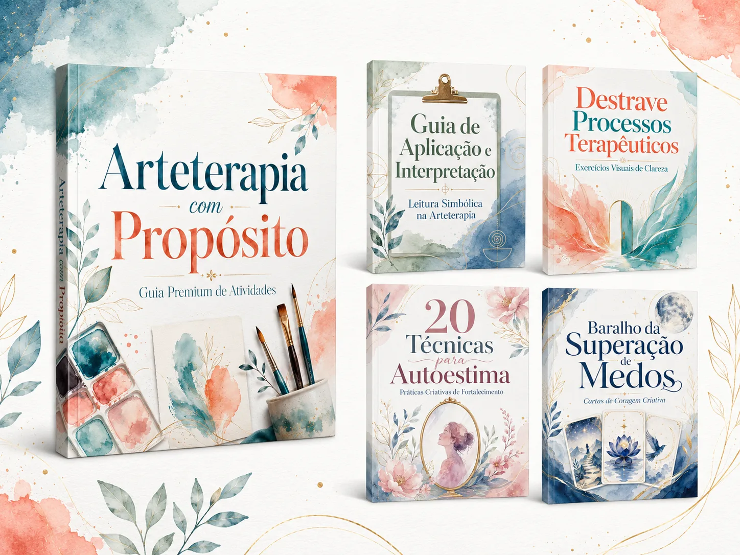 Mockup completo do pacote Arteterapia com Propósito Premium